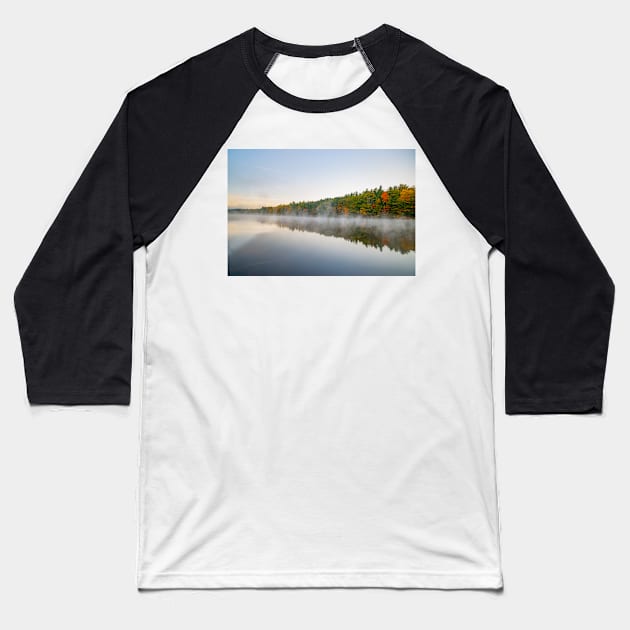 Scenic Early morning landscape fog just above the water level Baseball T-Shirt by brians101